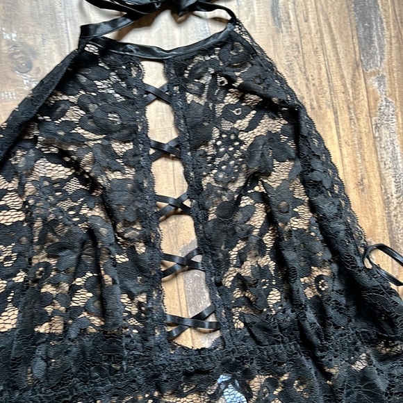 Adore Me Black Rue Lace Babydoll Dress and Panties - Picture 2 of 12